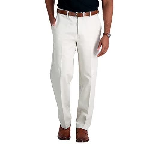 Haggar Mens Work to Weekend Hidden Expandable Waist No Iron Plain Front Pant String 42W x 32L One Size