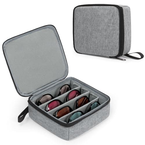 Bukere Travel Sunglasses Organizer Case, Adjustable Slot For Multiple Pairs, Portable Eyeglasses Storage Box for Men Women