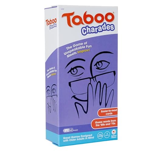 Ageless Games Taboo Charades - Classic Word Guessing & Charades Game for Older Adults - Big Easy to Read Cards for Low Vision - 80 Customizable Word Guess Cards - Fun Family Card Game for Ages 13-103