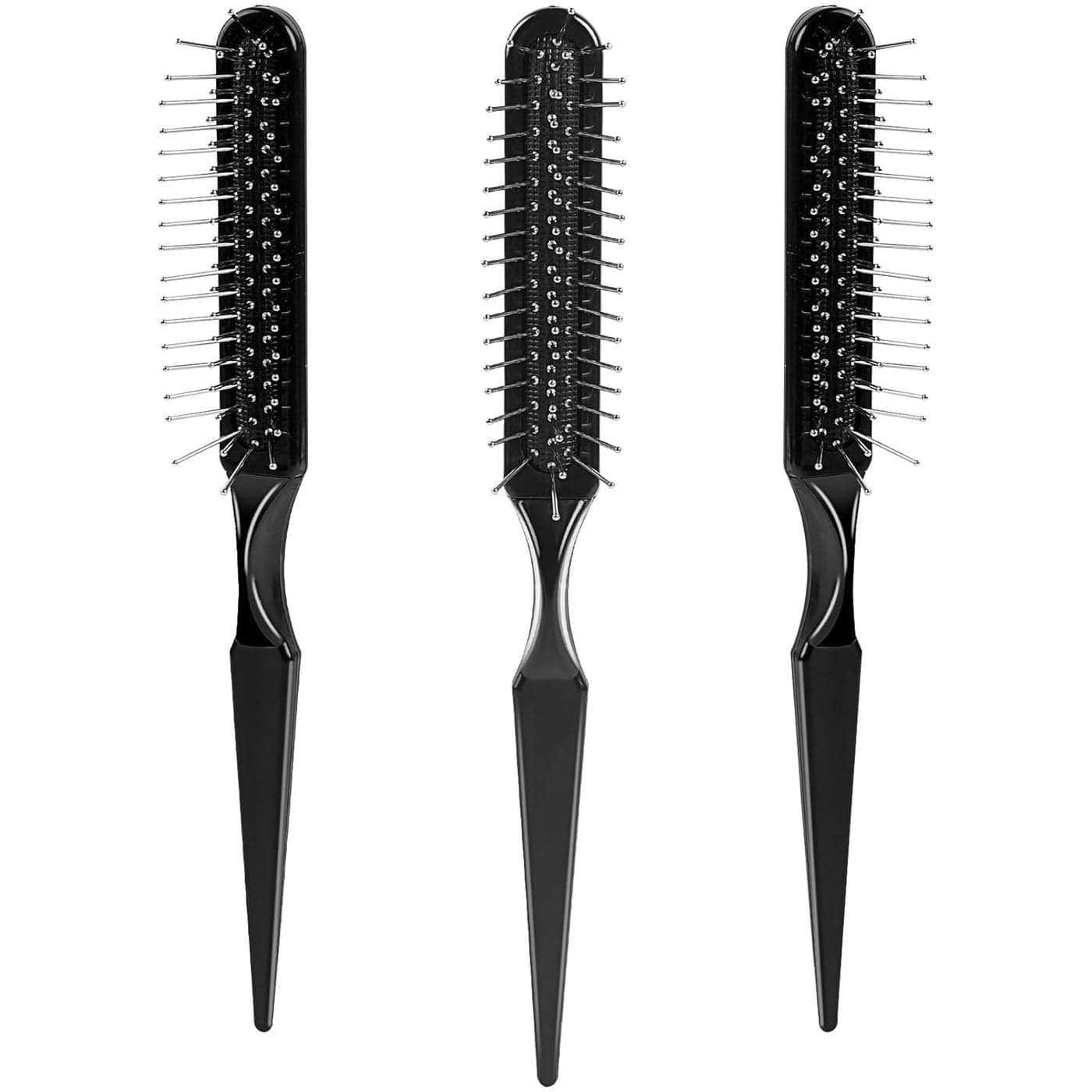 Synthetic Wig Brush,3 Pack Hair Brush 3 Row Wig Wire Brush Black Styler Brush Travel Size Metal Combs for Synthetic Wigs Detangling,Barber,Beginner