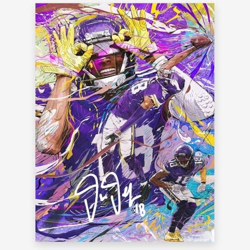 WHZKCYH 2025 Rugby Star Justin Jefferson Poster For Kids Bedroom Wall Decor-Football Superstar Signed Posters Canvas Art Print Picture For Fans Boy Teen Gifts