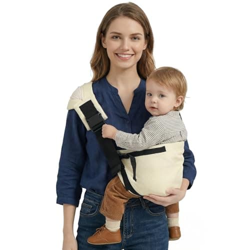 Shiaon Baby Sling Carrier Newborn to Toddler, Adjustable Toddler Carrier Sling Baby Carrier Toddlers Sling Carriers Hip Carriers for 7-40lbs, Beige