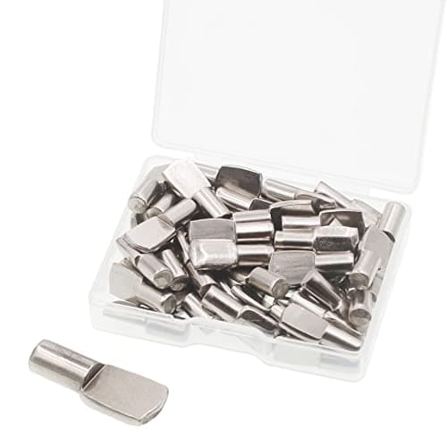 Shelf Pegs, 50 Pcs Shelf Pins, 5mm Shelf Support Pegs, Nickel Plated Cabinet Shelf Pegs Holders, Shelf Bracket Pegs for Kitchen Bookcase Shelf Shelves Cabinet Furniture Closet Shelf Pins Support