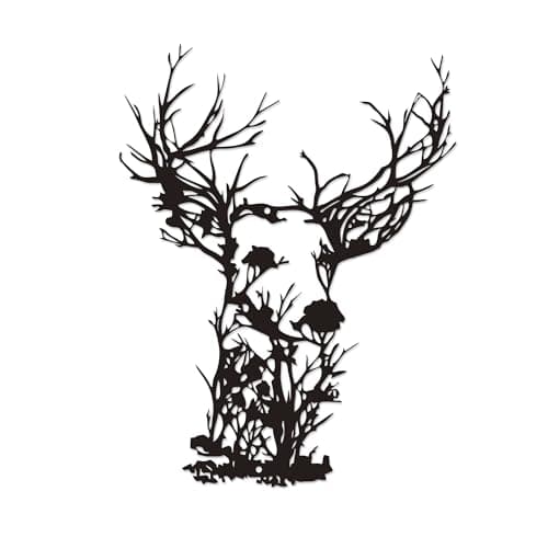 Xedatric Deer Head Metal Wall ArtRustic Wildlife Hunting Lodge Decor Farmhouse IndoorOutdoor Metal Sculpture for Living Room Cabin Patio