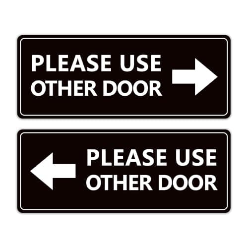 2Pack Use Other Door Sign,Self-Adhesive Weatherproof Vinyl Please Use Other Door Sticker, Left Right Arrow Entrance Sticker Sign for Home,Office, Business, School, Store, Restaurant