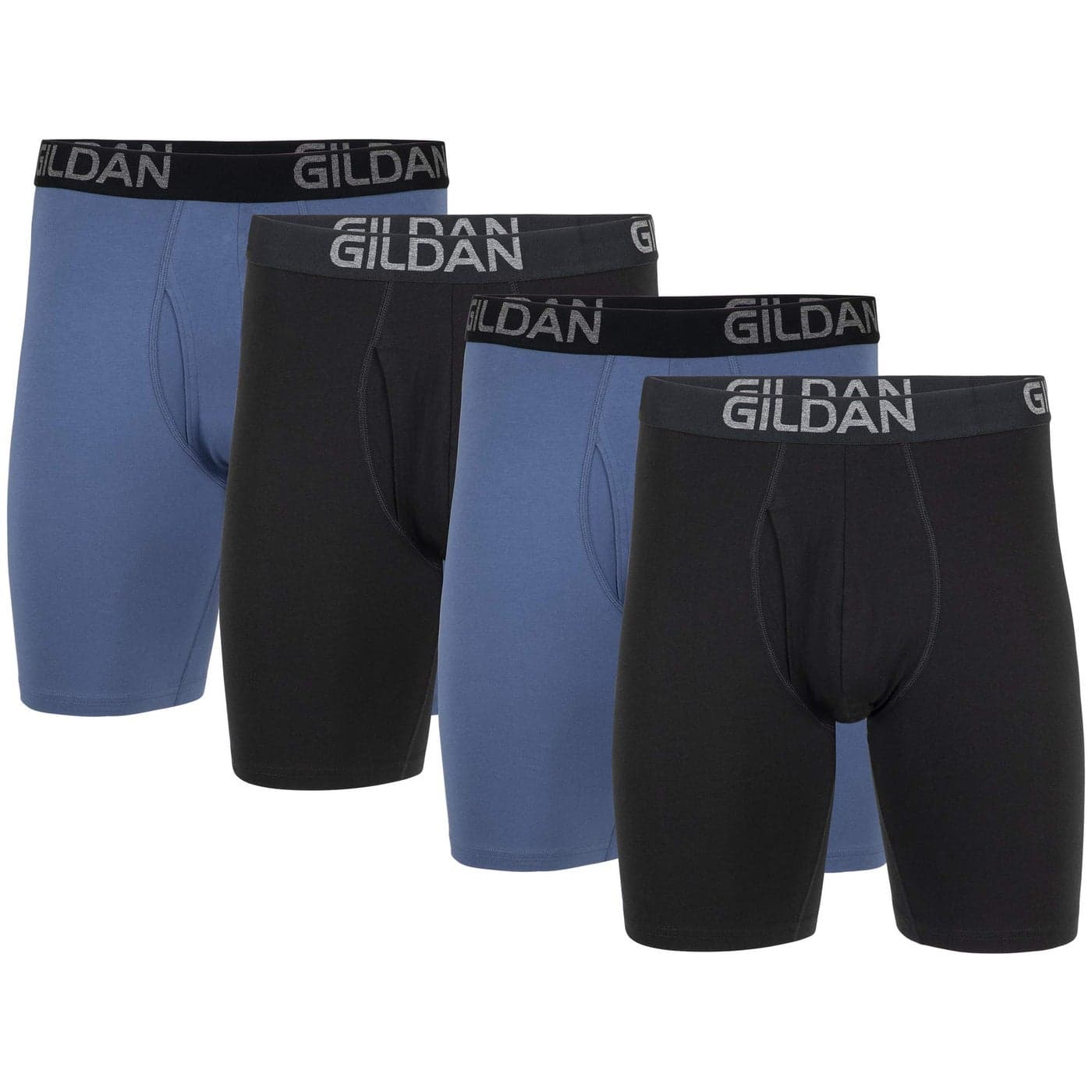 Gildan Men's Underwear Cotton Stretch Boxer Briefs, Multipack, Black Soot/Slate Blue (4-Pack), Medium