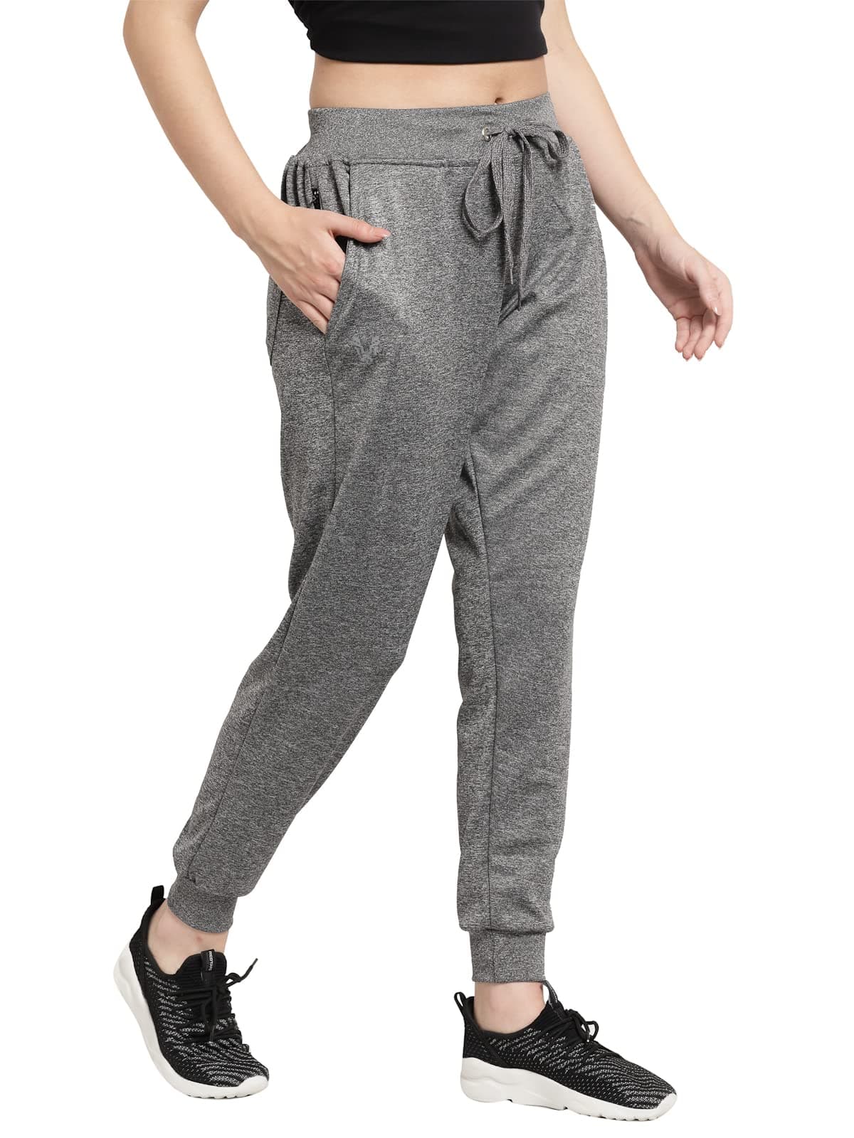 UZARUS Women's Regular Fit Polyester Trackpants (UZWGRINDLE_Grey_M)