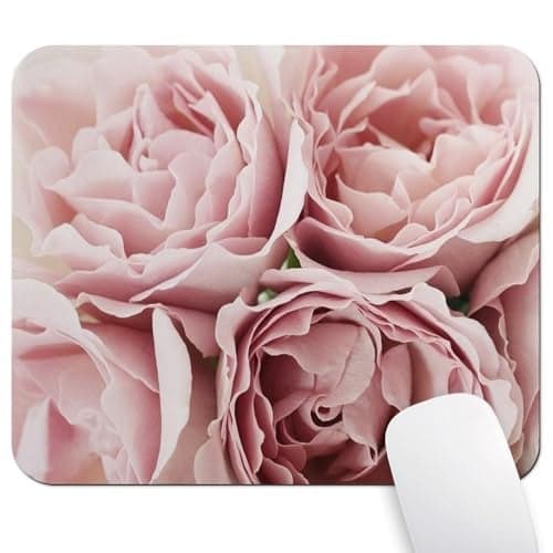 Wknoon Vintage Pink Roses Rugosa Flower Personality Designs Mouse Pad, Retro Floral Art Mouse Pads Large Mat Custom