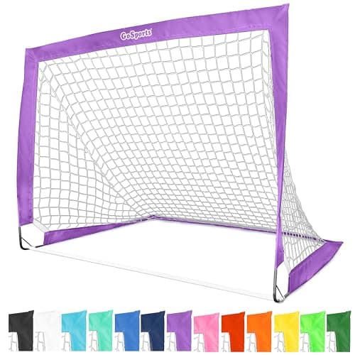 GoSports Team Tone 4 ft x 3 ft Portable Soccer Goal for Kids - Pop Up Net for Backyard - Purple