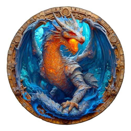 Wooden Jigsaw Puzzles Elements Water Dragon Wooden Puzzles for Adults with Unique Shape Adult Jigsaw Puzzle Birthday Gifts for Adults 114x113195pcs