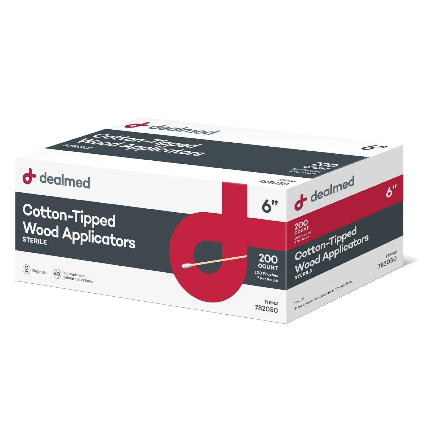 Dealmed 6 CottonTipped Wood Applicators 200 Sterile CottonTipped Applicators for Application of Medication Cleaning Skin Arts Crafts and More Box of 200