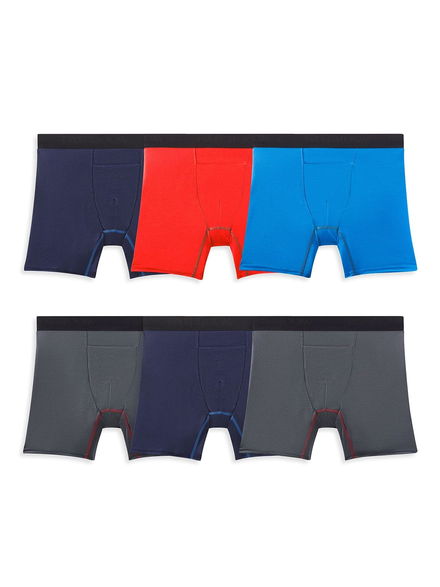 Fruit of the Loom Men's 360 Stretch Boxer Briefs (Quick Dry & Moisture Wicking), Regular Leg - Cooling Channels - 6 Pack Assorted Colors, Medium