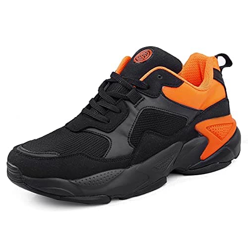 Bacca Bucci Men’s Velocity Adaptive Cushioning 5 in 1 uni-Moulding Technology Running Shoe-Black, Orange
