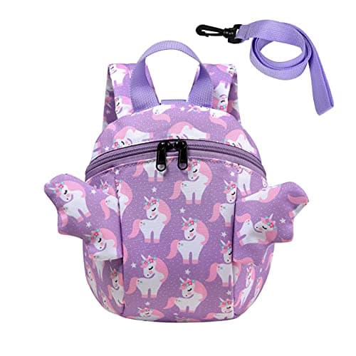 VASCHY Mini Toddler Backpack with Leash Ultra Lightweight Tiny Little Daycare Backpack Girls Unicorn