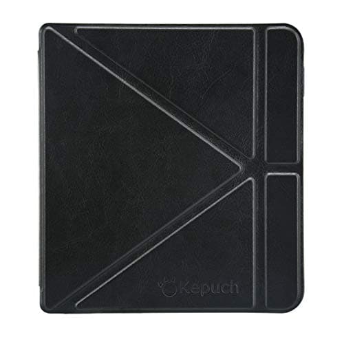 Kepuch Custer Case Compatible for Kobo Libra H2O/ Tolino Vision 5,Ultra-Thin PU-Leather Hard Shell Cover - Black