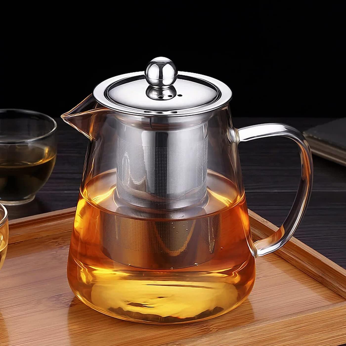MENOVAS Glass Kettle 1 L Glass Teapot with Removable Stainless Steel Infuser Stovetop Microwave Safe Tea Pot for Loose Leaf Tea Blooming Tea Hot Water Kettle Teapot Boiler Stovetop Safe Kettle