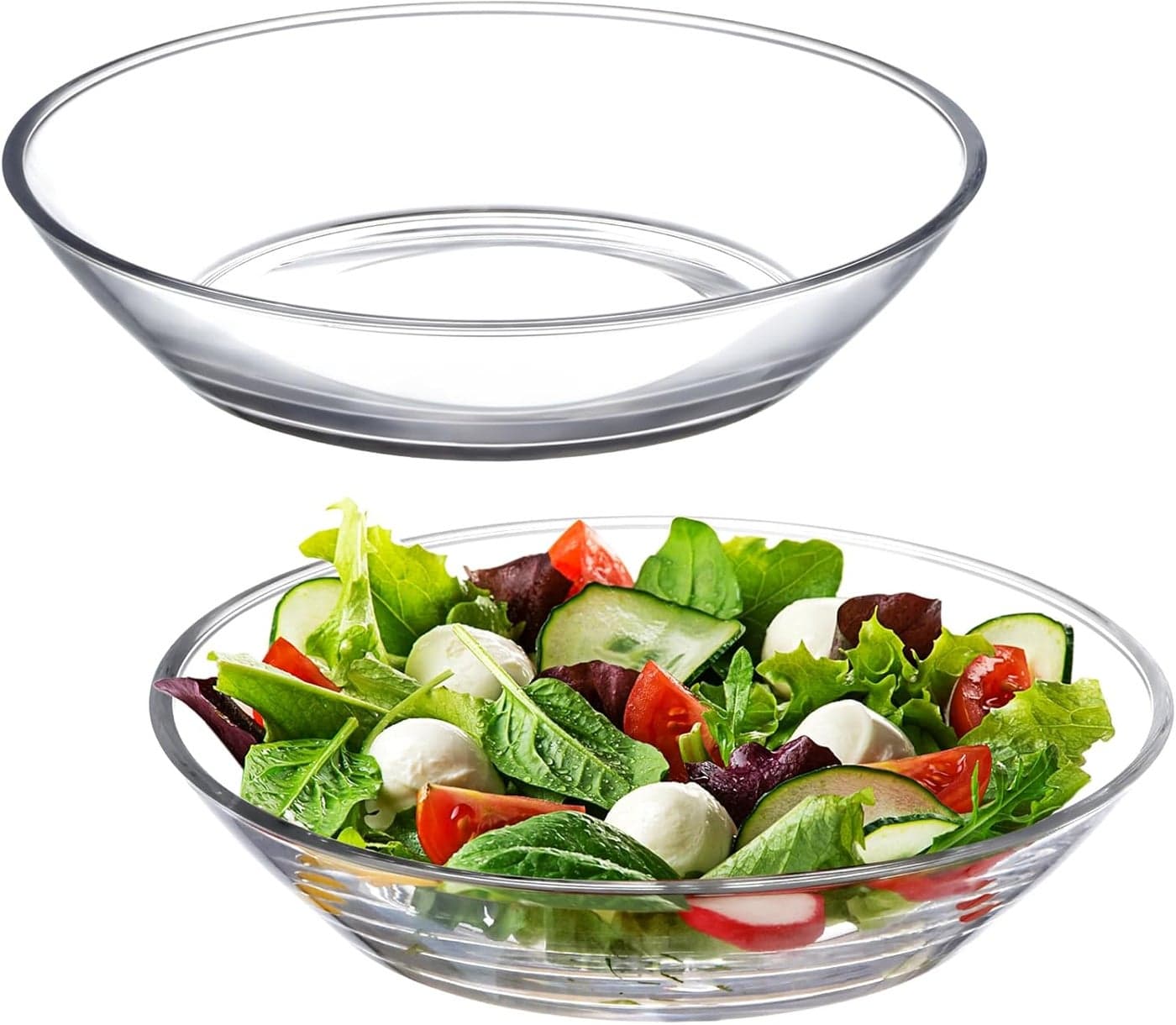 NUTRIUPS 75 Inch Small Glass Pasta Bowl 2 Pack 20oz Glass Plate Bowls for Soup Salad and Dessert MicrowaveOven and Dishwasher Safe