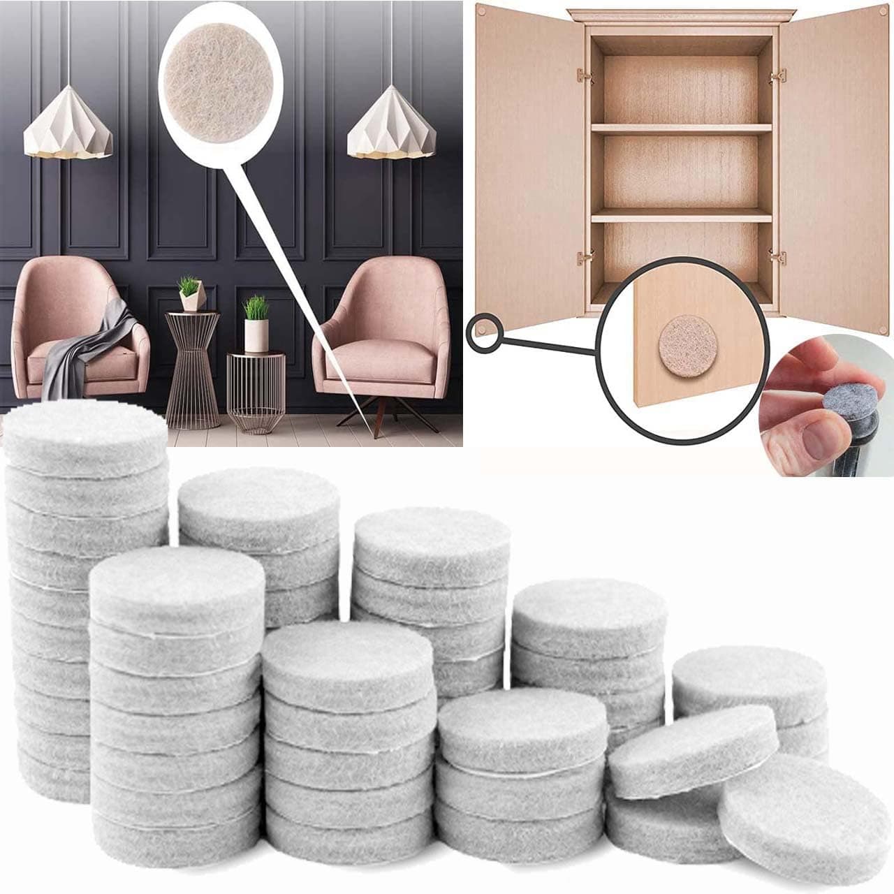 DIY Crafts 1 INCH Felt Furniture Pads Felt Pads Floor Protector Chair Felts Pads for Furniture Feet Wood Floors Best Furniture Pads for Floors Protect Your Hardwood, Laminate, Vinyl, Tile Pcs:- (125)