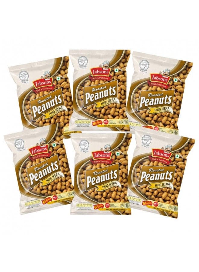 Jabsons - Roasted Peanuts Hing Jeera, 140g (Pack of 6)