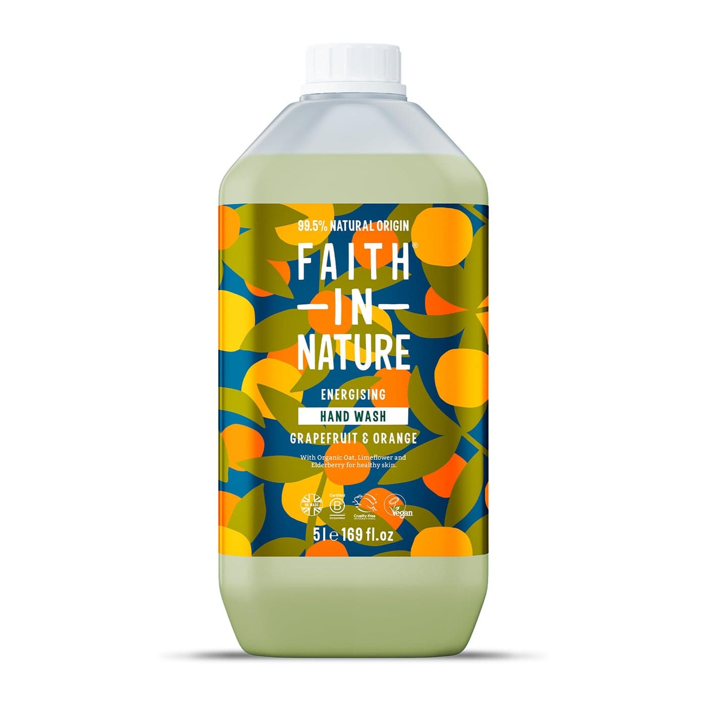 FAITH IN NATURE Natural Liquid Hand Wash Vegan Cruelty Free No SLS or Parabens 169 fl oz Refill Pack Grapefruit Orange