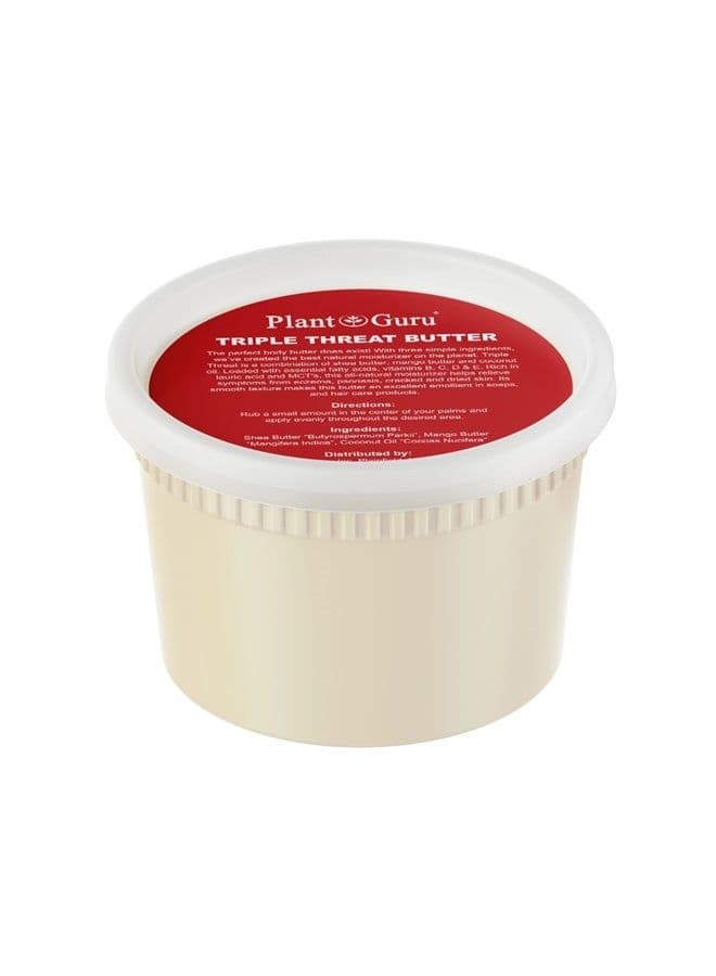 Triple Threat Body Butter 14 oz. - Blend of Shea, Mango & Coconut Oil - 100% Pure Natural Raw Unrefined Moisturizer For Dry Skin, Face And Hair. Great For Lip Balm and Soap Making