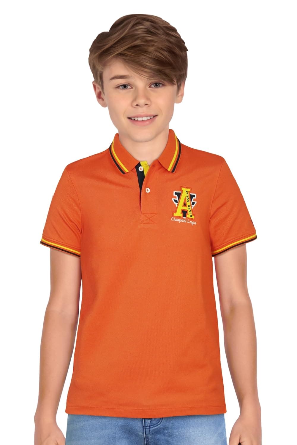 Allen Solly Boys Regular Fit Polo Tshirt(ABKPERGFN02885_Orange9 - 10 Years)