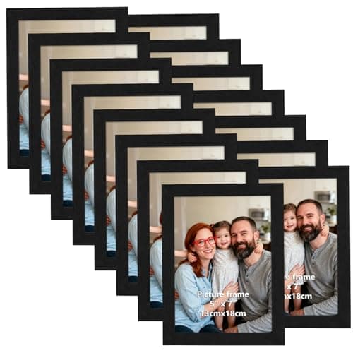 Giftgarden 5x7 Picture Frames Set of 15, Black Wooden Photo Frame for Wall or Tabletop Display, Engineered Wood with Shatter-Resistant Plexiglass