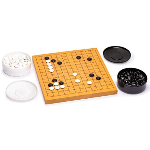 Yellow Mountain Imports Shin Kaya Beginners Reversible 13x13 9x9 Go Game Set Board 08inch with Double Convex Melamine Stones Classic Strategy Board Game BadukWeiqi