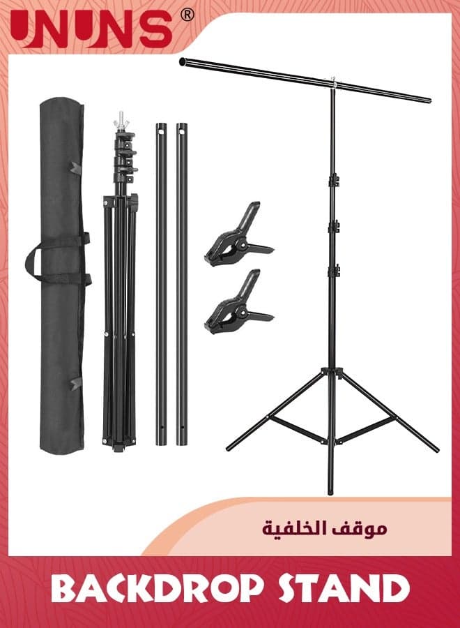 Backdrop Support Stand,T-Shape 1M Wide 2M Tall,Background Support Stand System With Carry Bag And 2 Clamps For Background,Photo And Video Studio