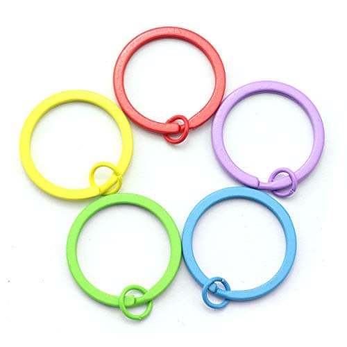NX Garden 50PCS 30mm Colorful Flat Key Chain Ring Metal Split Keychain Key Ring for Car Home Keys Organization