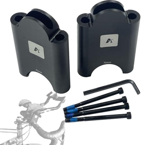 AGILLE Aerobar Riser Kit Compatible with Profile Design – 70mm Height Adjustment for T+ Carbon, T+ Aluminum, ZBS, Sonic Ergo, Supersonic Ergo, J2/J3/J4, Subsonic Brackets – 31.8mm Clamp, Black
