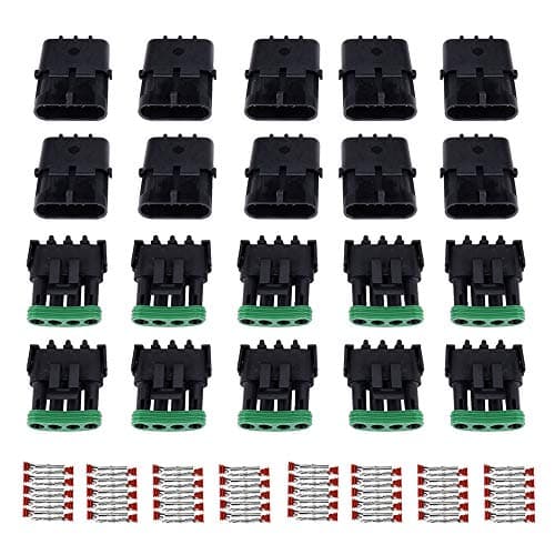 MUYI 10 Kit 4 Pin Way Waterproof Electrical Connector 2.5mm Series Weatherpack Replacement Plugs Sockets with Terminal Pins and Spudger