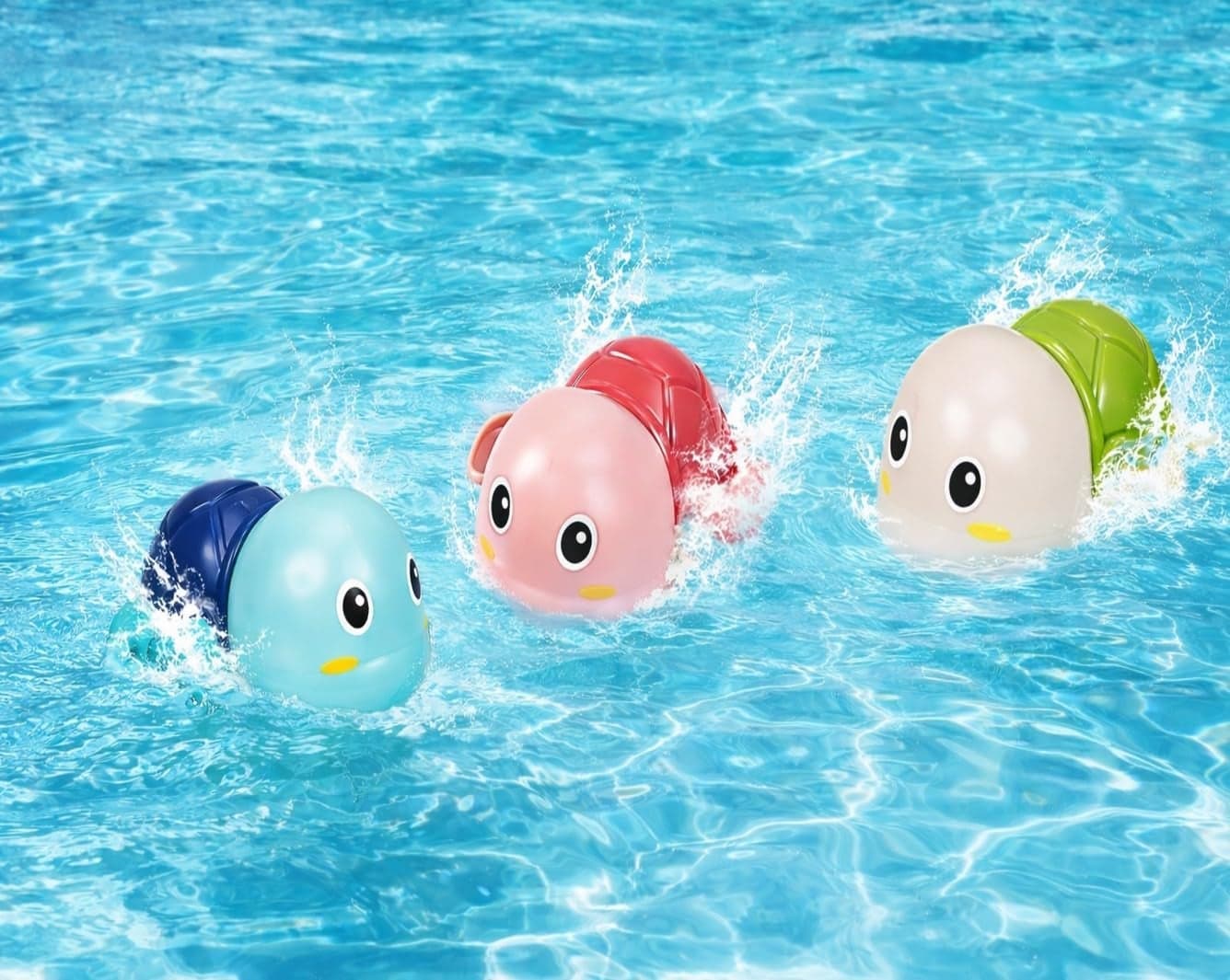 MOPANIRAJ Pool Toy Baby Bath Toys Wind Up Swimming Turtles for Bathtub Pool Water Play, Non-Toxic Floating Bath Toy Set for Toddlers Boys Girls 6 Months -3 Years, Hand-Eye Coordination Toy