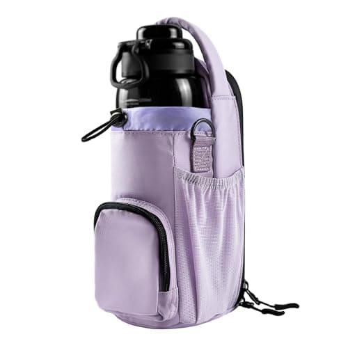 JACZZO Magnetic Gym Bag for Men and Women, Small Crossbody Gym Bag, Water Bottle with Phone Holder, Gym Gifts for Women (Purple)
