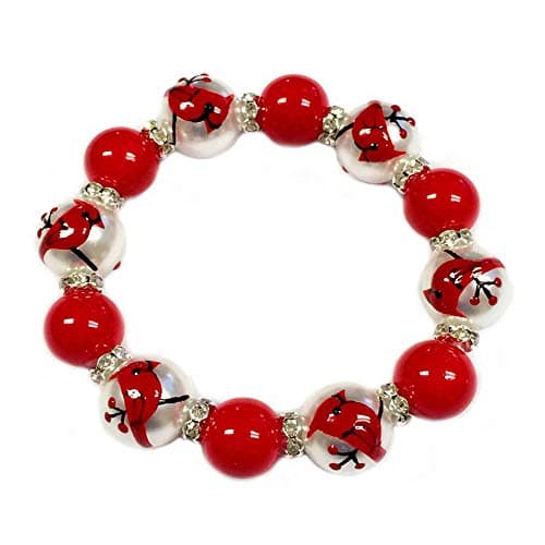 fiona Red Cardinal Bracelet, STL Cardinals Holiday Jewelry for Women, Christmas Remembrance Memorial Birthday Gift for Her, 1 pc
