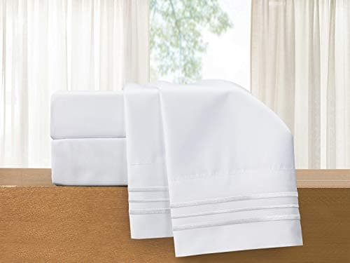 Elegant Comfort Luxury Wrinkle Free & Fade Resistant 1500 Premier Hotel Quality 4-Piece Bed Sheet Set, Deep Pocket, 100%, King Size, White