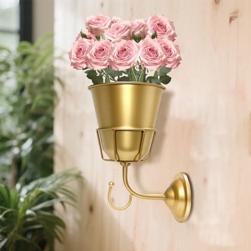 Handcrafted Opal Wall VesselVintage Wall Vase for Brass FlowersMultiFunction Hanging Organizer with Hook