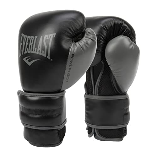 Everlast Powerlock 2 Hook Loop Boxing Gloves Fight Training Gloves Hook and Loop with Durable Hand Wrist Support Heavy Bag Fitness Training Black 16 oz