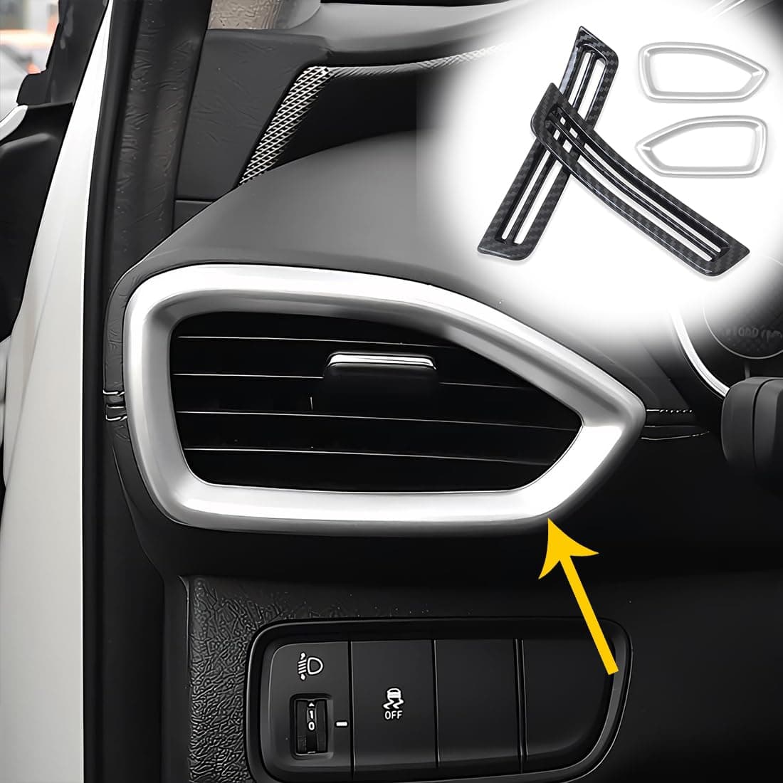 MUXEE 4PCS Dashboard Upper Wind Outlet Cover Trims Dashboard Left Right Air Vent Outlet Trim for Hyundai Santa Fe 2019 2020 2021 2022 2023 ABS silver Sport Interior Accessories