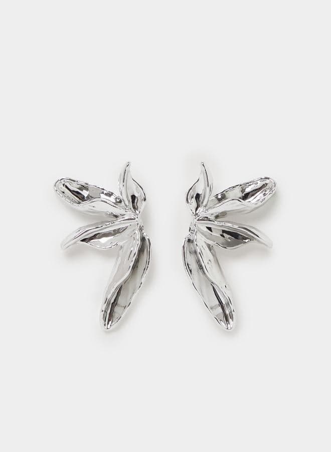 Silver Leaf Statement Earrings