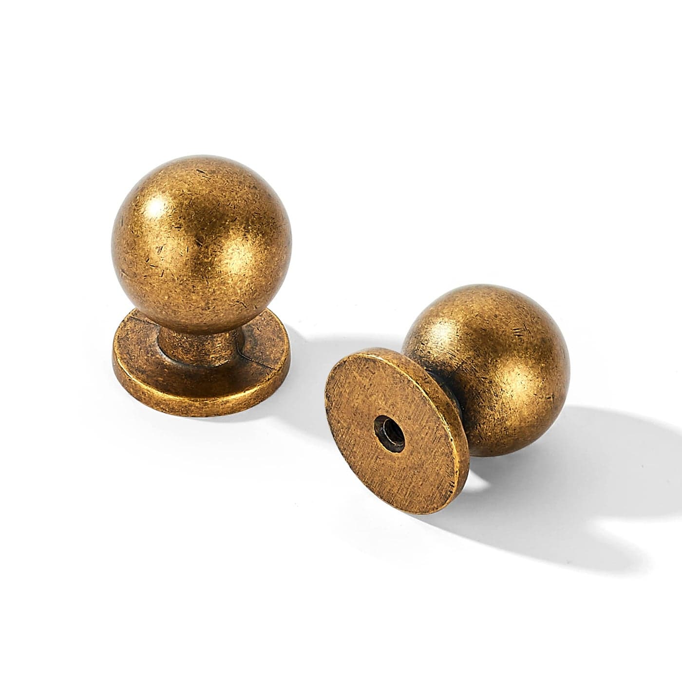 khtumeware 10 Pack 1 Inch 25mm Diameter Round Solid Vintage Antique Brass Finish Kitchen Cabinet KnobsBall Cabinet knobs