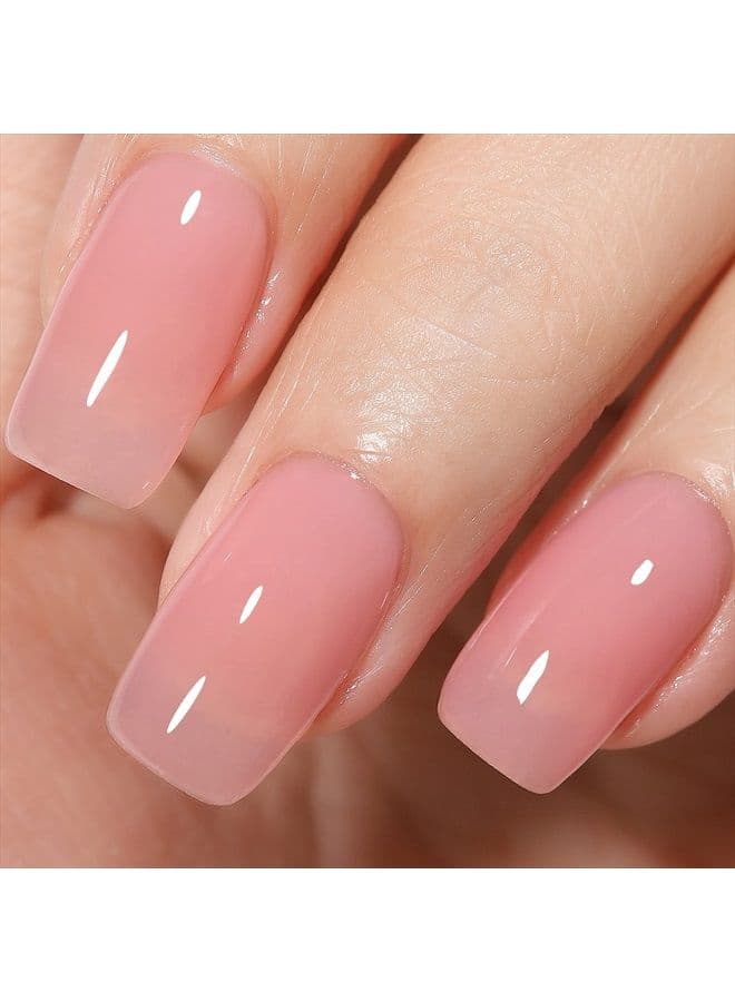 Gel Nail Polish - Natural Nude Gel Polish Sheer Pink Neutral Color Jelly Nail Polish Gel Soak Off U V Gel Top Coat Nails for Nail Art French Manicure at Home 0.51 Fl Oz /GB49
