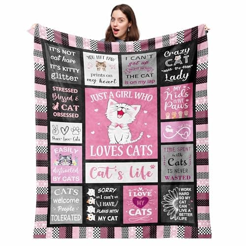 Pezolen Cat Blanket Gifts 50x60 Cat Gifts for Women Cat LoverMomLady Gifts