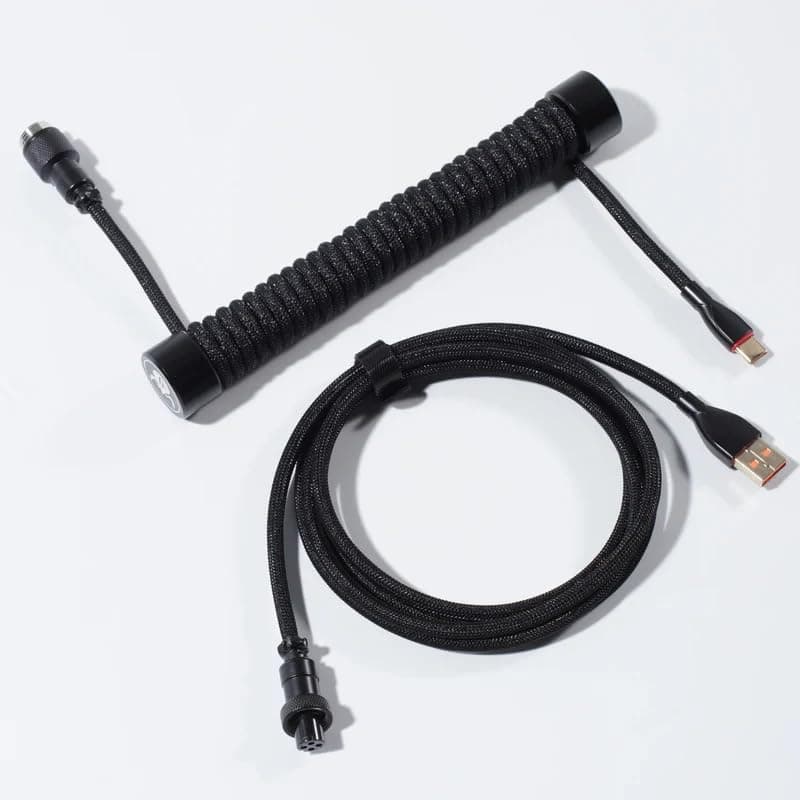 GravaStar Coiled Aviator USB Cable Suitable Mechanical Keyboard Black