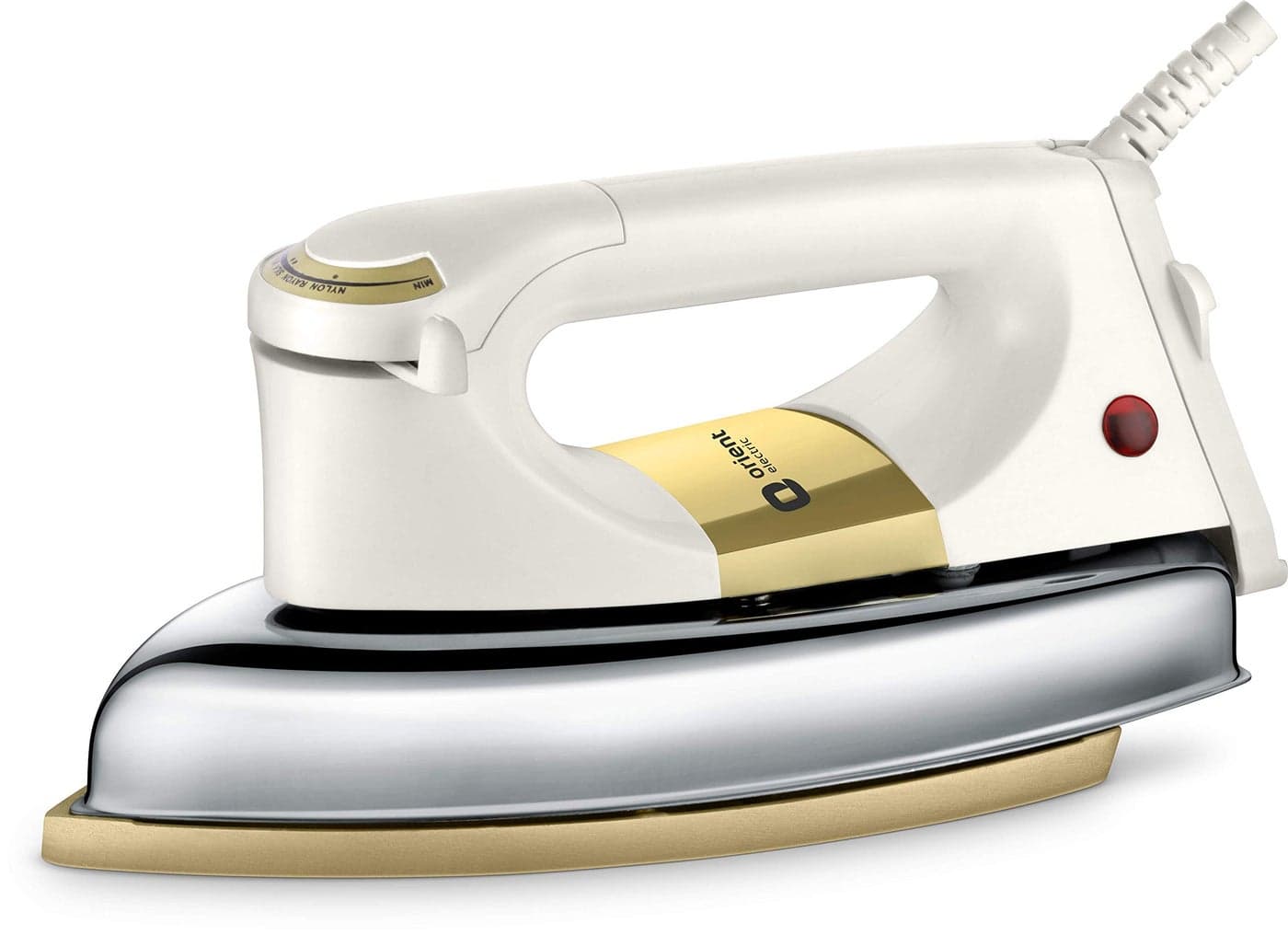 Orient Electric Kratos | 1000 W Heavy Weight Dry Iron (Press) | 2-year Replacement warranty by Orient | Non-stick Soleplate | 180-degree swivel cord| U-shaped heating element | Silver cast Technology
