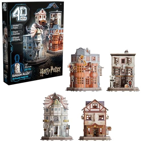 4D Build Harry Potter Diagon Alley 3D Model Kit with 4 Buildings Harry Potter Collectibles Desk Dcor Adult Puzzle Building Toys 3D Puzzles for Adults Teens 287 Pieces for Ages 12 Up