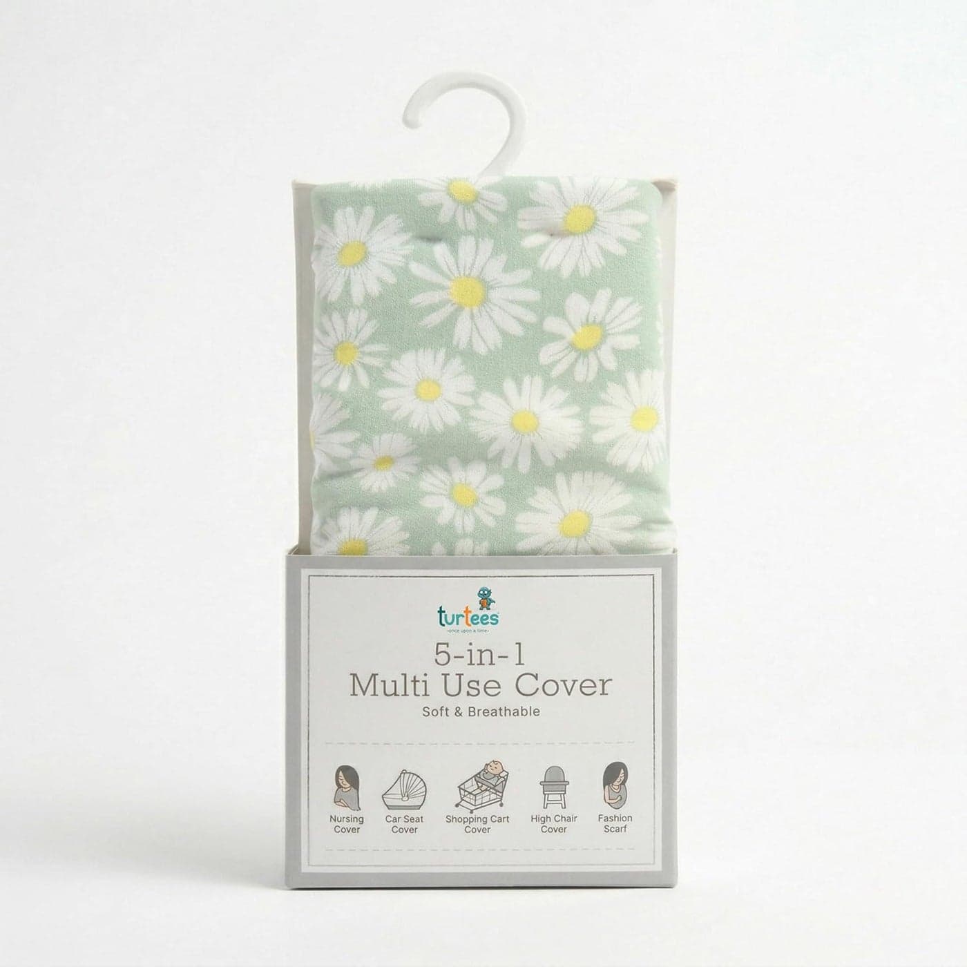 Turtees 5-in-1 Multi Use Nursing Cover - Soft and Breathable Daisy Print