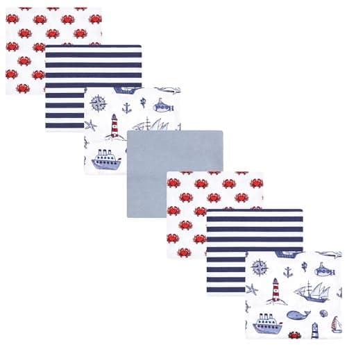 Little Treasure Hudson Baby Cotton Poly Flannel Receiving Blankets Multipack Blue Lighthouse 30x30 inches