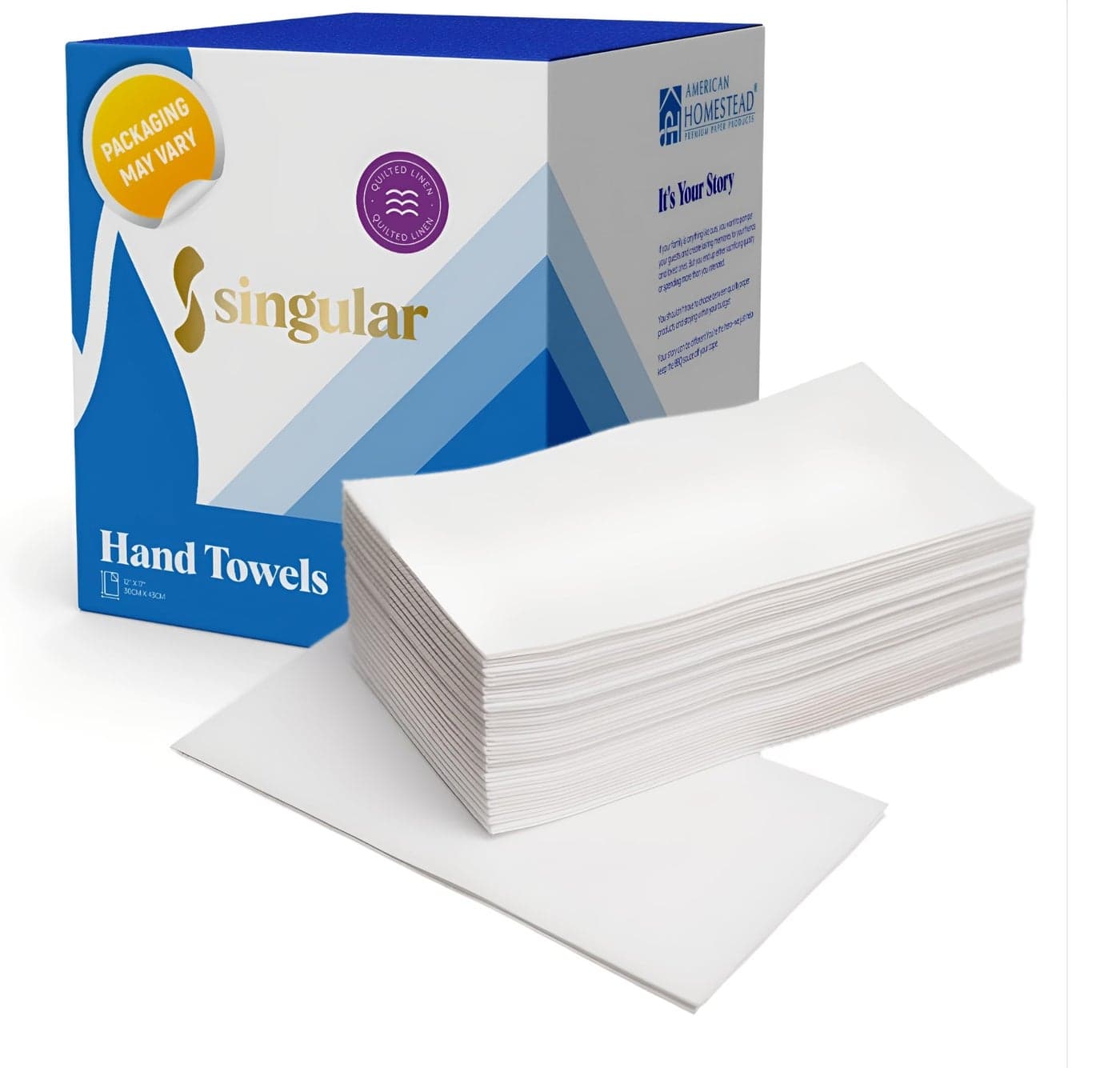 AMERICAN HOMESTEAD Disposable Hand Towels for Bathroom White LinenLike Guest Napkins Ideal Paper Dinner Napkins or Bathroom Towels for Guests 100 Count Quilted Basic Size 155 x 8
