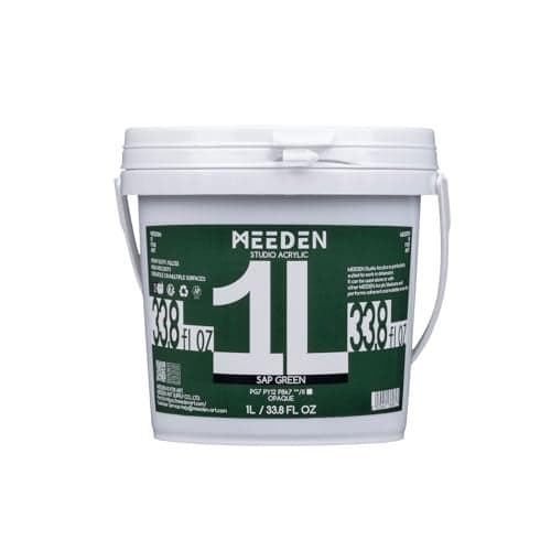 MEEDEN Sap Green Acrylic Paint: 1 L /33.8 oz Heavy Body Gloss Non-Toxic - Thick Art Paints for Canvas Crafts Wood Metal Plastic Wall